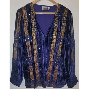 Chico's Purple and Gold Embellished Jacket